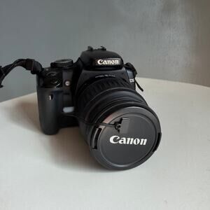 CANON Rebel XTi DSLR Camera with EF-S 18-55mm f/3.5-5.6 Lens Black WORKS